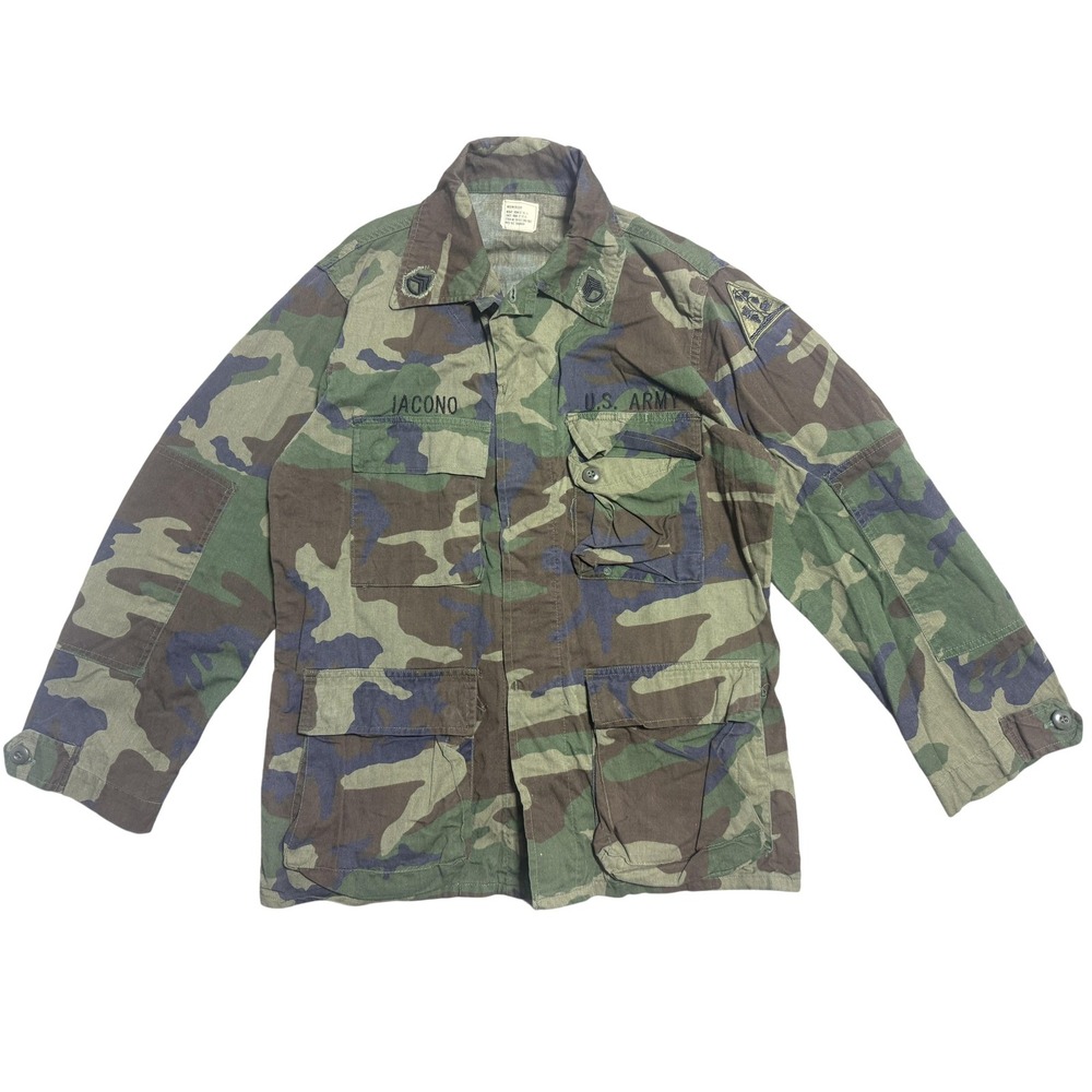 VINTAGE US Army BDU Jacket Mens Medium Regular Woodland Camo Field Coat NYCO 80s
